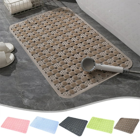 Non-Slip Shower Bath Mat | Waterproof Fast-Dry Plastic Floor Pad | Massage Dots | Dual Anti-Slip Suction Cups & Drainage Holes | Spa Comfort | Recyclable | 35x70cm | 1 Pack