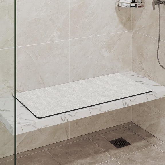 Non-Slip Shower Bench Mat & Step Pad | Thickened, Quick-Dry, Cut-to-Fit Bath Mat for Shower Stool, Tub Floor, and Bathroom Steps (Beige, 47''x12'')
