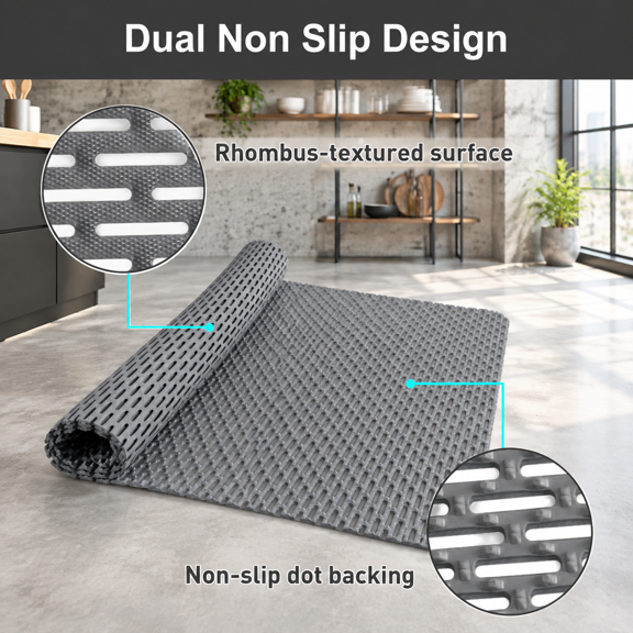 Non Slip Shower Mat: 35"x24" Extra Large Mats Foride Trimmable Pvc Anti Stall No Odor Quick Drying Floor Bathroom Home Kitchen Ho