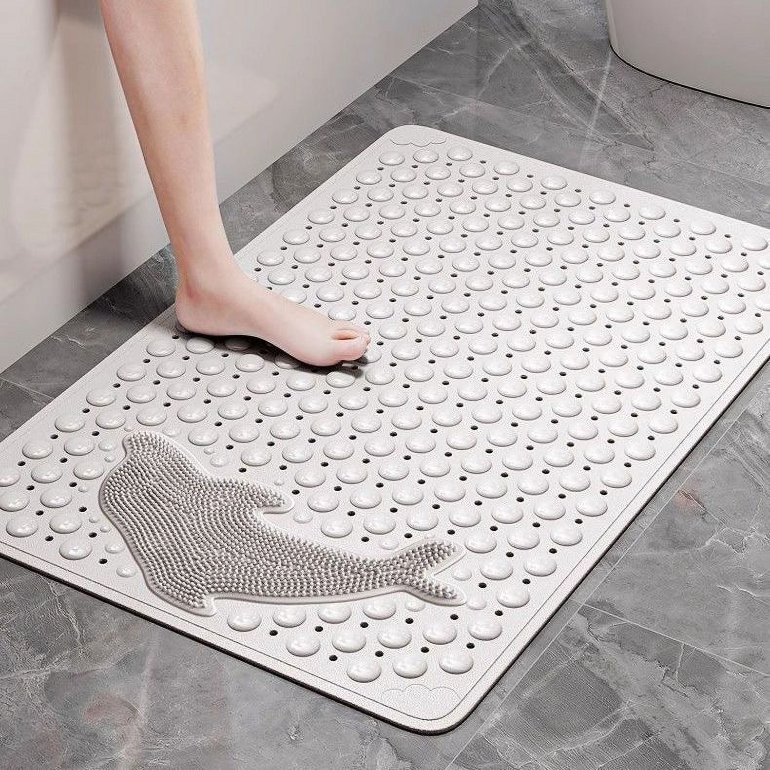 Non-Slip Shower Mat, Anti-Slip Stall with Drain Hole and Suction Cups ...