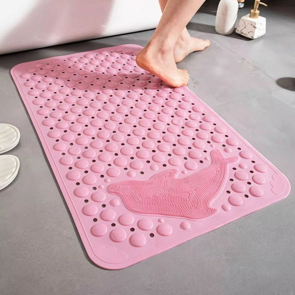 Non-Slip Shower Mat, Anti-Slip Stall with Drain Hole and Suction Cups,