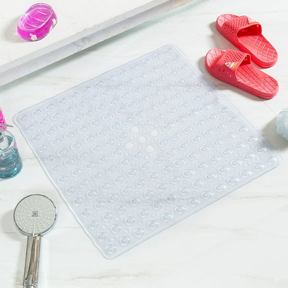 Non Shower Mat for Bath Tub Stall,Soft Anti Mold Bath Mat with Suction Cups,Drain Holes,Machine Washable Clear Shower Floor Mat,Bathtub Mats for Inside Shower,Quick Drying Bathroom Accessories