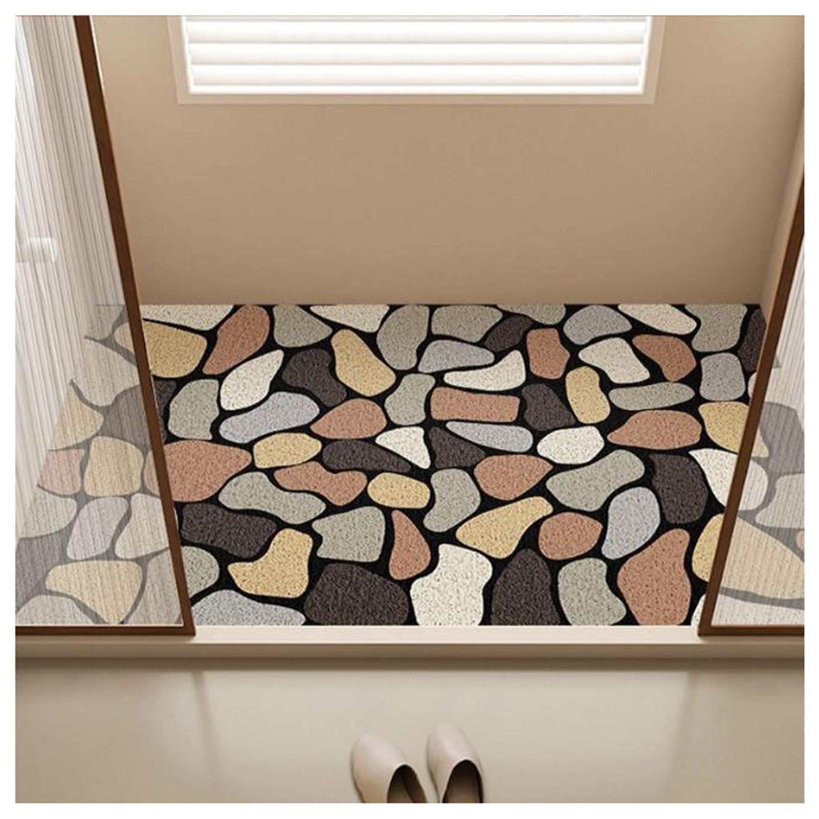Non Slip Shower Mat,Loofah Shower Mat Bath Mat with Drain Holes,PVC Hollow Bathroom Floor Mat,Quick Drying for Inside Shower