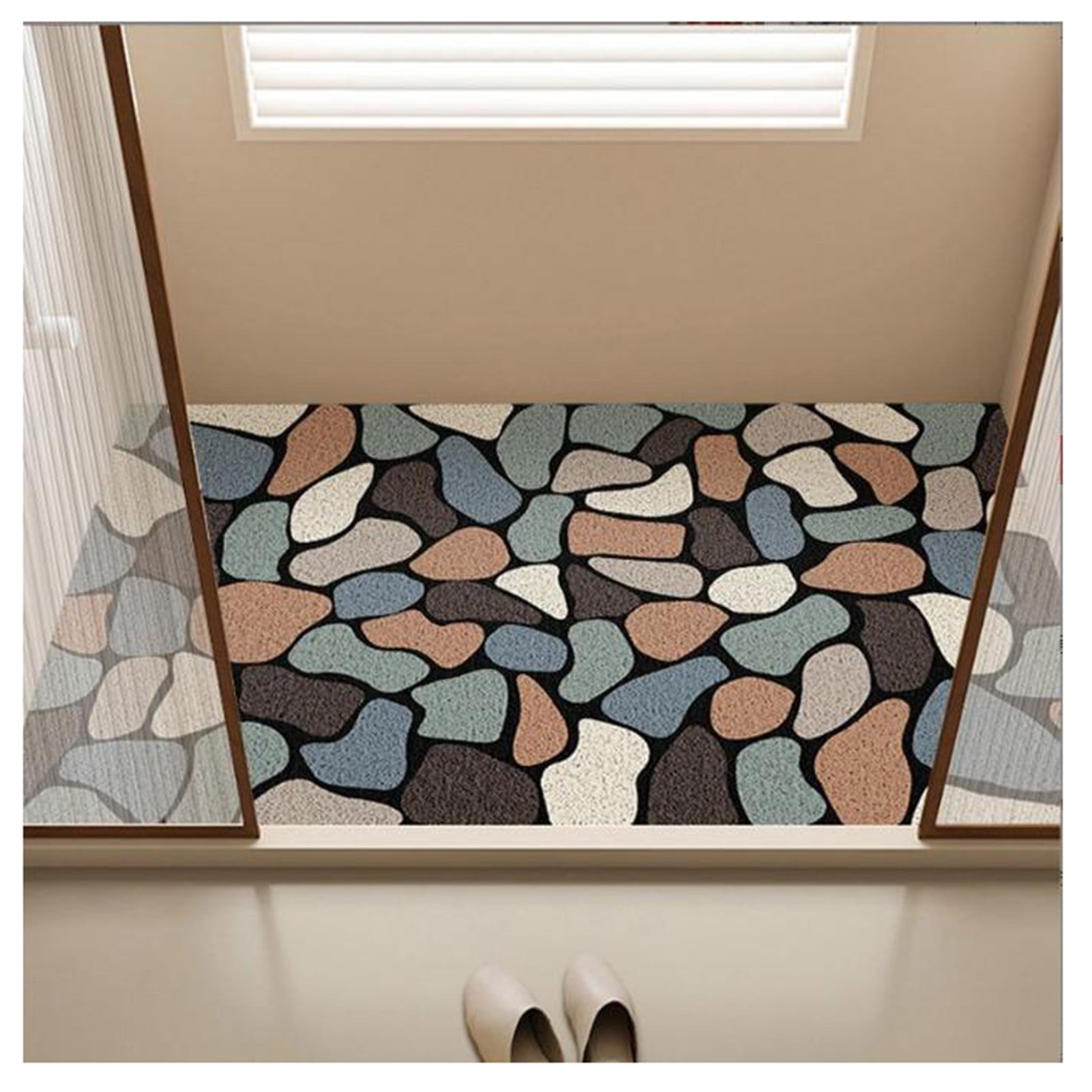 Non Slip Shower Mat,Loofah Shower Mat Bath Mat with Drain Holes,PVC Hollow Bathroom Floor Mat,Quick Drying for Inside Shower