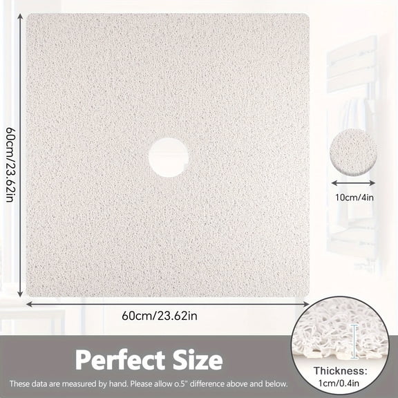 [Non-Slip Shower Mat] Non-Slip Shower Stall Mat with Center Drain Hole, 24x24 Inch Quick Dry Square Bath Mat, PVC Loofah Bathtub Mat, Bathroom Accessories, Anti-Skid Bottom, Fast Water Drainage