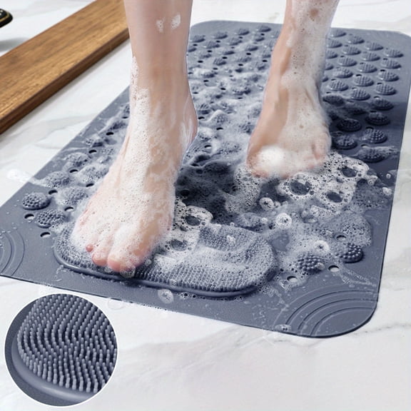 Non-Slip Shower Mat With Drainage Holes And Suction Cups For Home Bathrooms