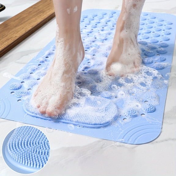 Non-Slip Shower Mat With Drainage Holes And Suction Cups For Home Bathrooms