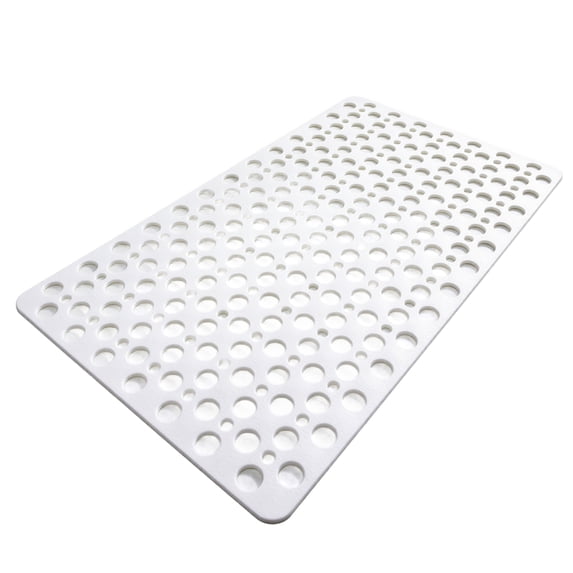 Non-Slip Shower Mat with Drain Holes, Anti-Slip Bath Mat for Wet Floors, Quick Drying TPE Bathroom Mat, for Shower Tub Bathroom Floors (White,1pc)