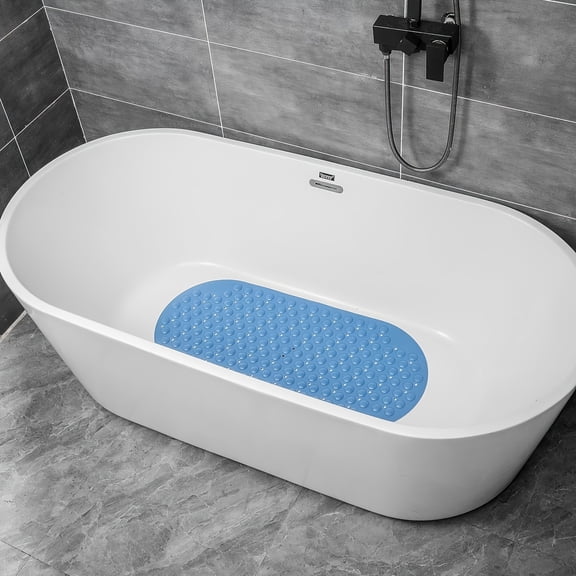 Non-Slip Shower Stall Mat with Suction Cups & Drain Holes, Soft Square Bath Mat for Tub, Machine Washable Bathroom Floor Mat, Foot Massage Design, Clear Bathroom Accessories