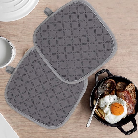 Non-Slip Silica Gel Heat Pads | 18x18cm Double-Layer Insulated Hot Pads | Gray Kitchen Pot Holders for Countertops & Tables | Dishwasher Safe & Durabl, 1-Pack