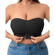 Non-Slip Silicone Bandeau Bra for Women Wireless Strapless Bralettes Front Closure Supportive Padded Push Up Tube Top Bra