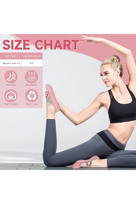 Non Slip Silicone Grip Yoga Socks for Women Breathable Deodorant Indoor Sports Floor Socks