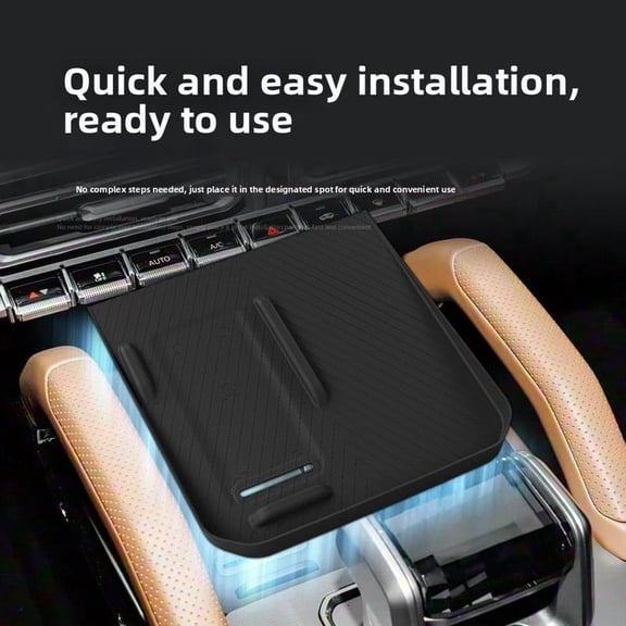 Non Slip Silicone Pad for Wireless Charging Center Console, Waterproof Anti-Slide Mat for Car Interior Accessories, Easy Clean Slim Design, Black
