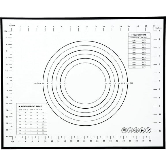 Non Slip Silicone Pastry Mat, 16 x 24 Inch Thick Baking Mat for Rolling out Dough Food Grade Silicone Baking Mats for Cookie, Cake, Pizza (Black)