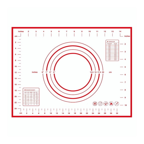 Non Slip Silicone Pastry Mats, 230°C Heatproof Oven Safe, Space Saving Kitchen Baking Sheet with Measurement Marks
