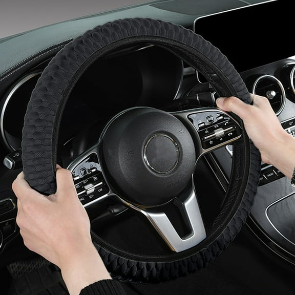 Non-Slip Silicone Steering Wheel Cover | Universal Fit 36-40cm | Thin & Lightweight Design | All-Season Grip | Black/Gray/Coffee | 38cm Diameter