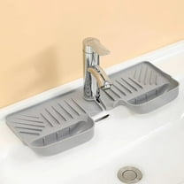 Non-Slip Sink Drain Mat – 18" Splash-Proof Kitchen Sink Tray – Multi-Functional Drainage Board for Dishes, Sponges & Utensils (TPR Material, Gray)，Gray