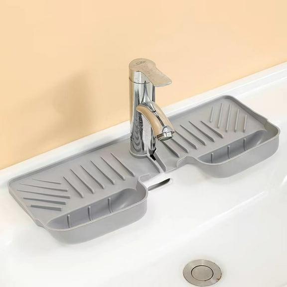Non-Slip Sink Drainage Mat | 45.5 x 17 Inch TPR Rubber Sink Liner | Splash-Proof Drying Rack & Dish Drying Mat for Kitchen Countertops