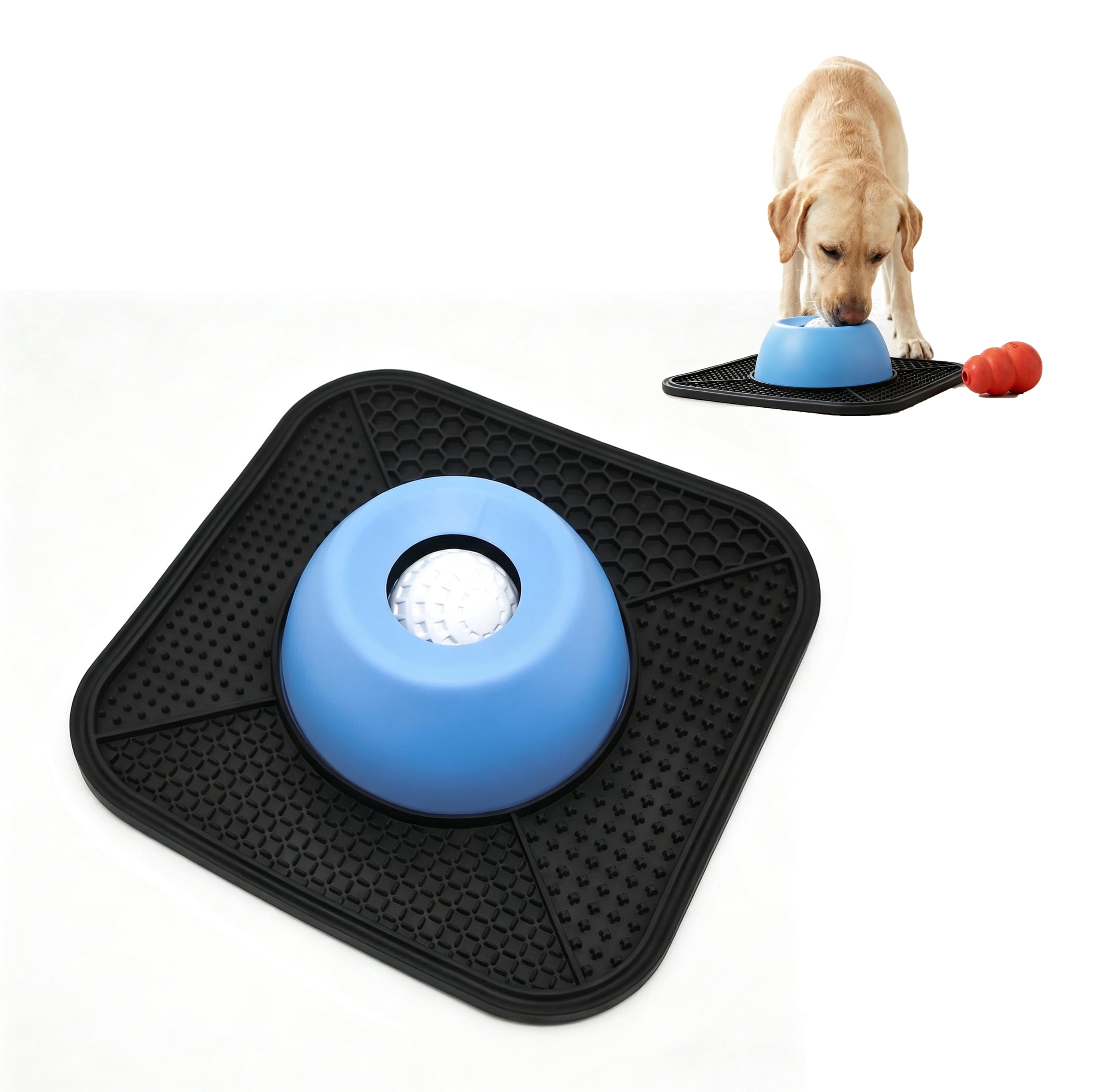 Non-Slip Slow Feeder Dog Bowls for Liquid Treat with suction cup, Entertained Ball-in Bone Broth Dog Lick Bowl, 3/4 Cup Yogurt Pup Lick Toy for Large Medium Small Breeds