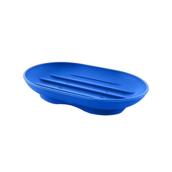 Non-Slip Soap Dish with Drainage - Brightly Colored Bathroom Accessory - Keeps Soap Dry and Clean - Easy to Clean and Durable ( Blue )