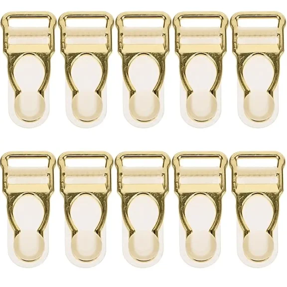 Non Slip Sock Clamp Garter Strap Buckle Clips 10 Pcs Adjustable Durable Zinc Alloy Metal Clip for Garters and Apparel Gold