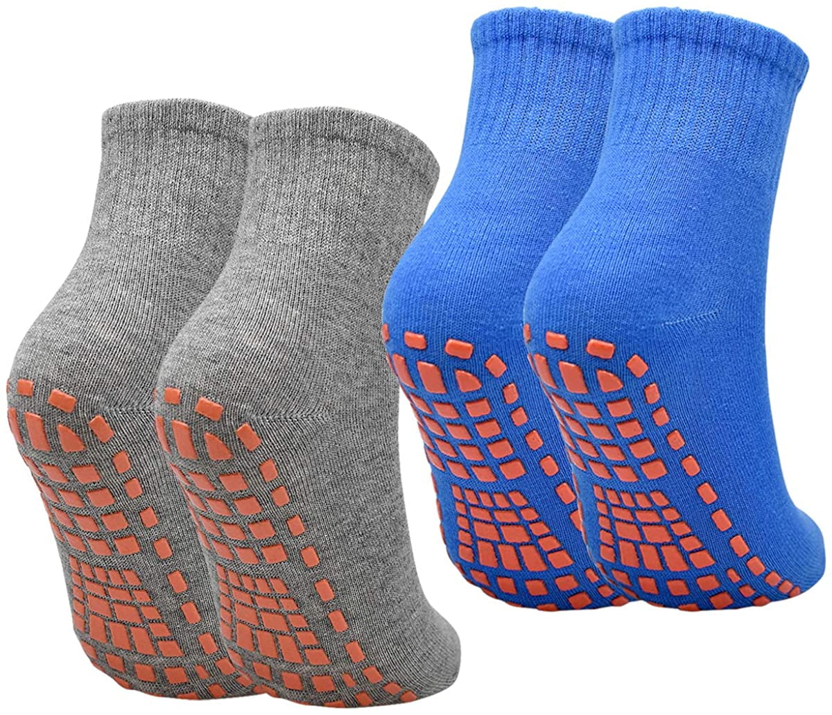 Non Slip Socks Sticky Slipper Socks, Women Men Cushioned Sole Grip Socks  Trampoline Socks for Adult Yoga Pilates Barre Fitness Home Hospital 