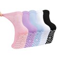 thumbnail image 1 of Non Slip Socks for Women, PUTUO Grip Socks, Cotton Crew Socks for Women, Ideal for Yoga, Pilates, Hospital, 5-Pair, 1 of 1