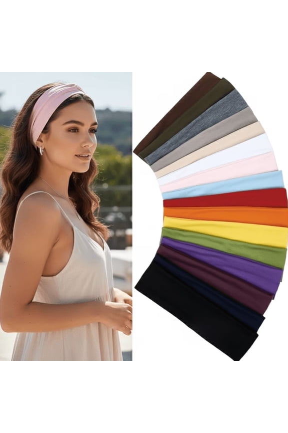 16 Pack Multicolor Twist Knotted Fabric Headbands, Soft Elastic Non Slip Sports Hair Headbands for Women Yoga Workout Makeup Travel