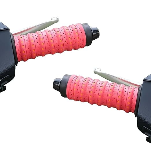 Non-Slip Soft Silicone Grip Tape for Motorcycle Handlebars, Anti-Slip Motorcycle Handlebar Grips with Air Vent Holes,Wrap-Around Motorcycle Grips for Bike, Motorcycle, Fishing Pole, Gym