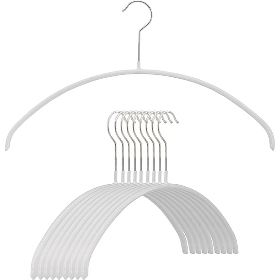 Non-Slip Space Saving Clothes Hanger Set of 10 White