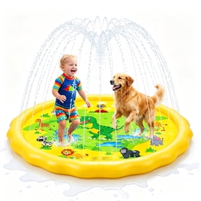 67" Splash Pads for Kids & Dogs, Non-Slip Water Play Mat, Toddler Sprinkler Pool, Inflatable Summer Outdoor Toys, Backyard Pad for Girls, Boys & Pets