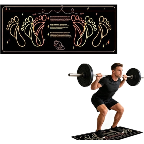 Non Slip Squat Mat With Foot Position Guide 35x80cm Workout Mat For Squats Lunges Exercise Mat For Home Gym (1Pcs)