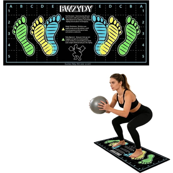 Non Slip Squat Mat With Foot Position Guide 35x80cm Workout Mat For Squats Lunges Exercise Mat For Home Gym (1Pcs)