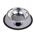thumbnail image 1 of Non-Slip Stainless Steel Pet Bowl with Cat Face Print - Durable & Easy Clean Food or Water Dish for Cats & Small Dogs (Gray, 6.1 Inch), 1 of 7
