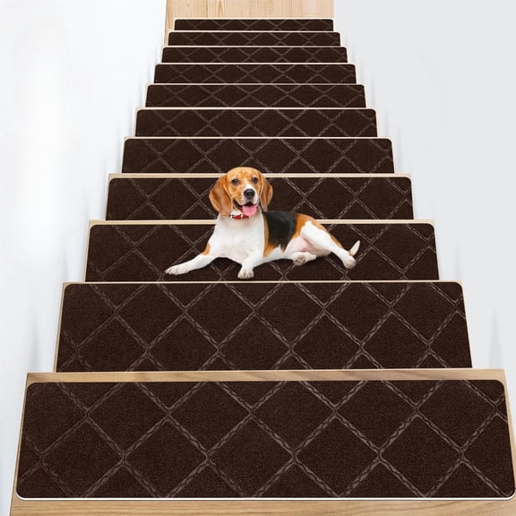 Non Slip Stair Carpet Treads for Wood Steps 8" X 30" (15 Pack), Indoor Stair Mats Covers with Adhesive, Anti-Slip Stair Runner Rug for Kids Elders and Dogs