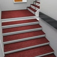 thumbnail image 1 of Non Slip Stair Mats 7 Pack, Striped Step Carpet Treads, Washable Indoor Rug Runners for Home Safety, Durable Protective Floor Mat for Wooden Steps, 30 x 8 Inches, Burgundy, 1 of 9