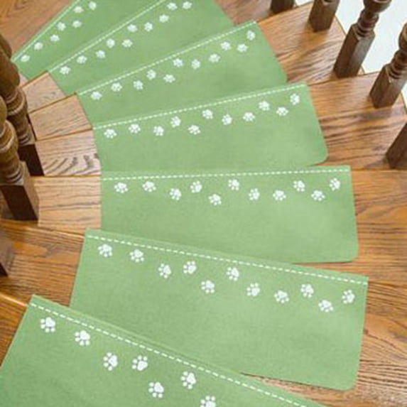 Non Slip Stair Tread Mats Sound Absorbing Anti-Scratch Stair Rug Washable Paw Print Stair Step Pads For Pet Home Interior Staircase