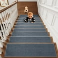 thumbnail image 1 of Non Slip Stair Treads 4 Pack Flax Stair Mats 8x30 with Rubber Backing for Indoor Wooden Steps, Washable & Self Adhesive for Easy Llation and Cleaning, Pet & Toddlers Friendly Stair Rug for, 1 of 9