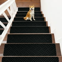 Non Slip Stair Treads, 8x30 Inch Carpet Stair Mats with Reusable Adhesive, Slip Resistive Indoor Runner for Kids Elders and Pets, Easy to Clean Washable Rug, Three Layer Safety Design for Wood Steps