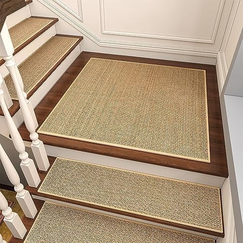 Non Slip Stair-Treads Matching-Mat for Wooden Steps, Square Rubber Backing Non Slip Stair Landing Mat 30x30 inch