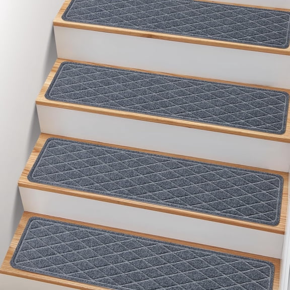 Non Slip Stair Treads for Wooden Steps,15 Pack 8" X 30" Stairs Carpet Treads Indoor with Reusable Peel and Stick Adhesive for Kids Elders and Pets-Dark Grey