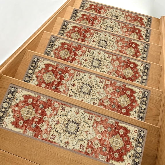 Non-Slip Stair Treads for Wooden Steps 15pcs,8"x30" Stair Carpet Treads for Indoor Use,Peel and Stick Stair Runners,Washable Reusable Adhesive Backing,Pet-Friendly Stair Capet for Kids,Elders,Dogs