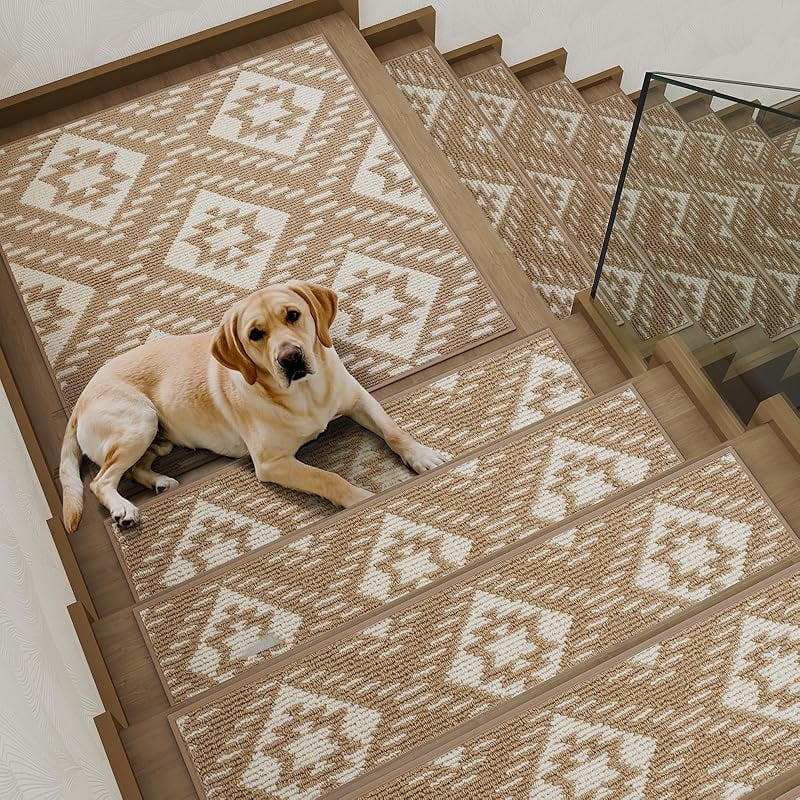 HEBE Non-Slip Stair Treads Carpet, 10 Pack, 8x30 Inch, Self-Adhesive, For Wooden Steps - View #8
