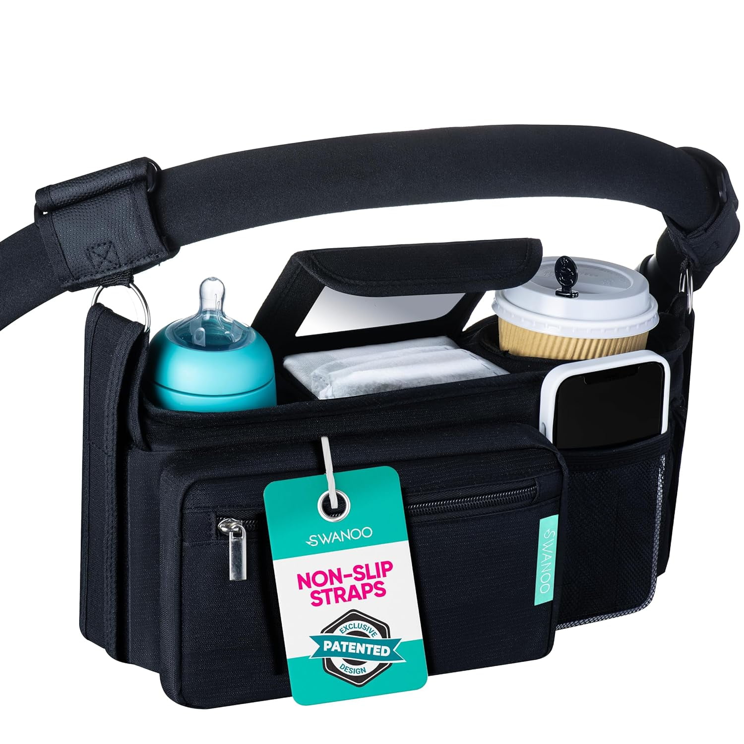 Non Slip Stroller Organizer With Cup Holders Exclusive Straps Grip Handlebar. Universal Fit For Uppababy Vista Cruz Nuna Baby Jogger Bob Britax Bugaboo Graco Stroller Accessories Walmart