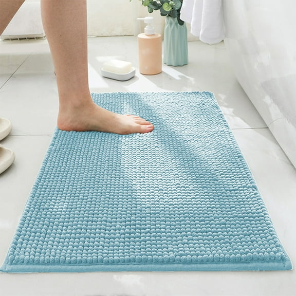Non-Slip Super Absorbent Bath Rug with Rubber Backing | Machine Washable Quick-Dry Floor Mat for Bathroom, Kitchen & Pet Areas | Anti-Skid Chenille Carpet for Families with Kids, Elderly, Pets