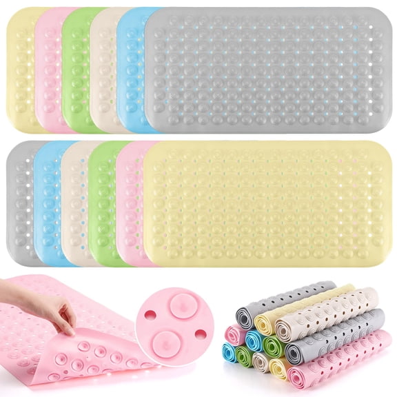 Non Slip TPE Bathtub Mats, 12 Count, Textured Surface With Suction Cups and Drain Holes