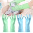 thumbnail image 1 of Non-Slip Textured Kitchen Gloves, Reusable Silicone Five Finger Baking Mitts, Microwave Oven Safe Cotton Padded Work Gloves, 1 of 9