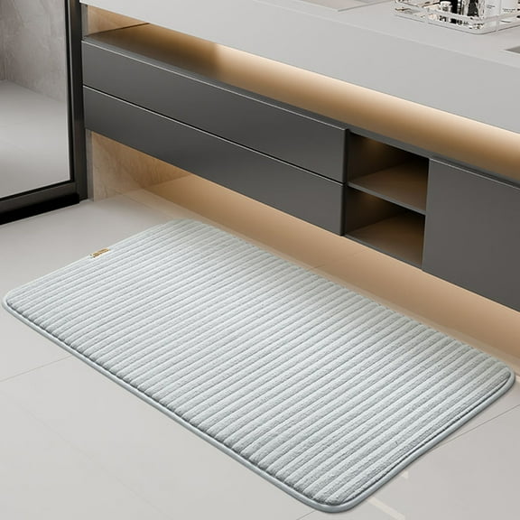 Non Slip Thin Mat Bathroom Rugs, Bath Mat Super Absorbent Dry Rubber Backing Non Slip Washable Bathroom Floor Mats Shower Rug For In Front Of Bathtub ShowerRoom 16x24IN