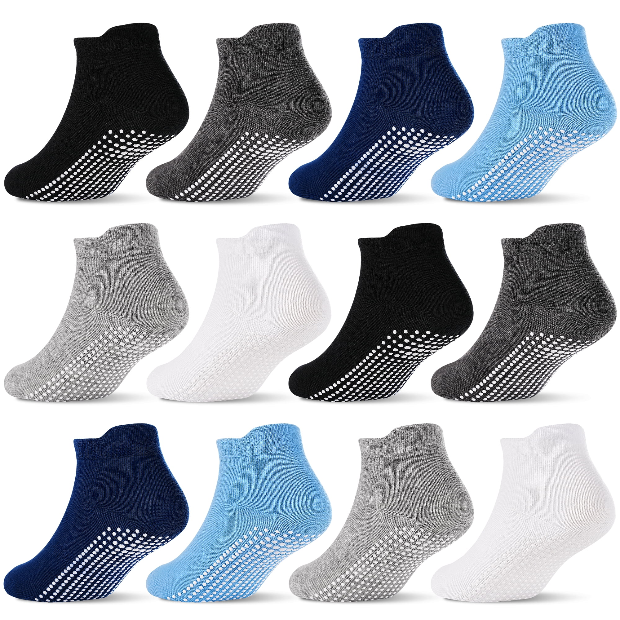 Non Slip Toddler Socks 12 Pairs Baby Socks Toddler Grip Socks Anti Skid Socks for 6 Months-7 Years Boys