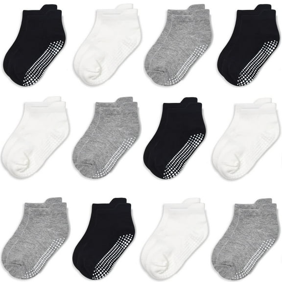 Non Slip Toddler Socks 12 Pairs Baby Socks Toddler Grip Socks Anti Skid Socks for 6 Months-7 Years Boys